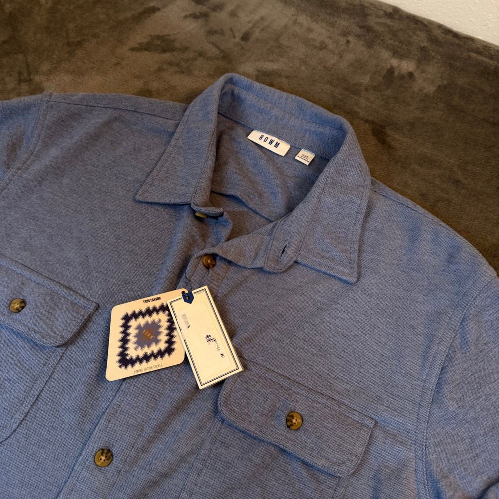 ROWM Taos Canyon Button Up Shirt Mens XXL Blue Long Sleeve Pockets NWT